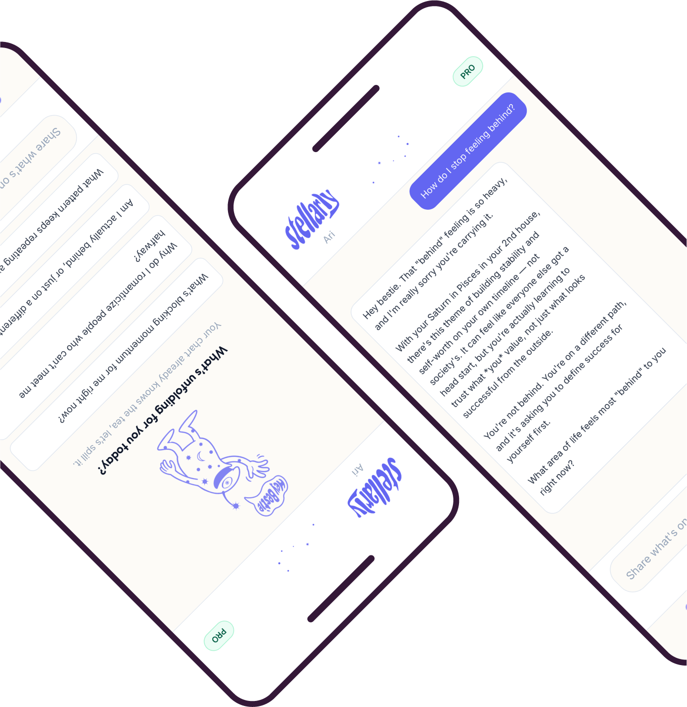Stellarly app preview showing the chat experience